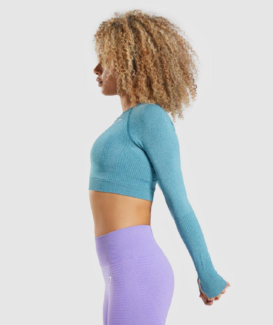 Long Sleeve Gymshark Vital Seamless 2.0 Mujer Turquesa | CO 2325MQZ